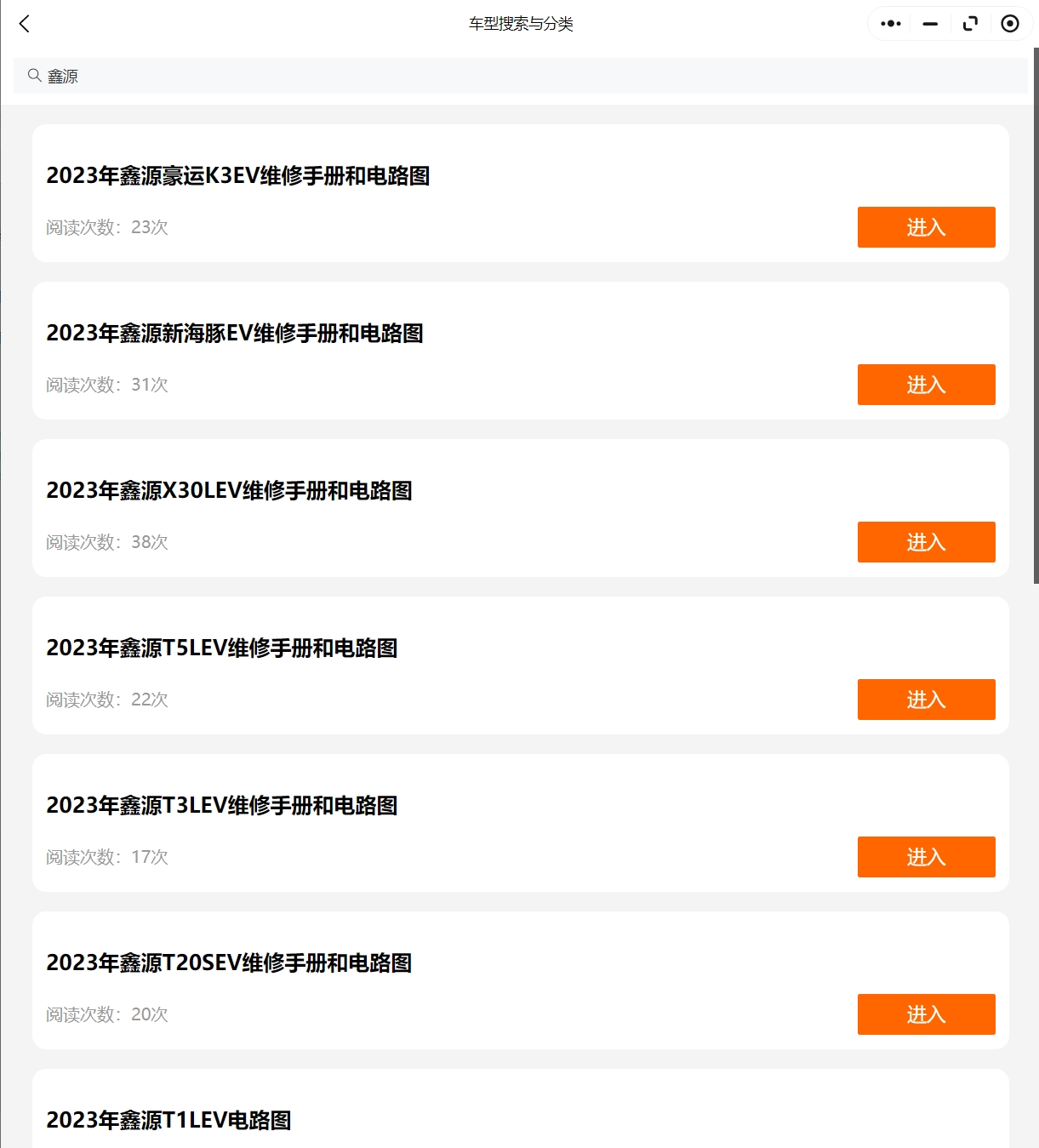 2017-2024年鑫源汽車維修手冊(cè)電路圖資料更新